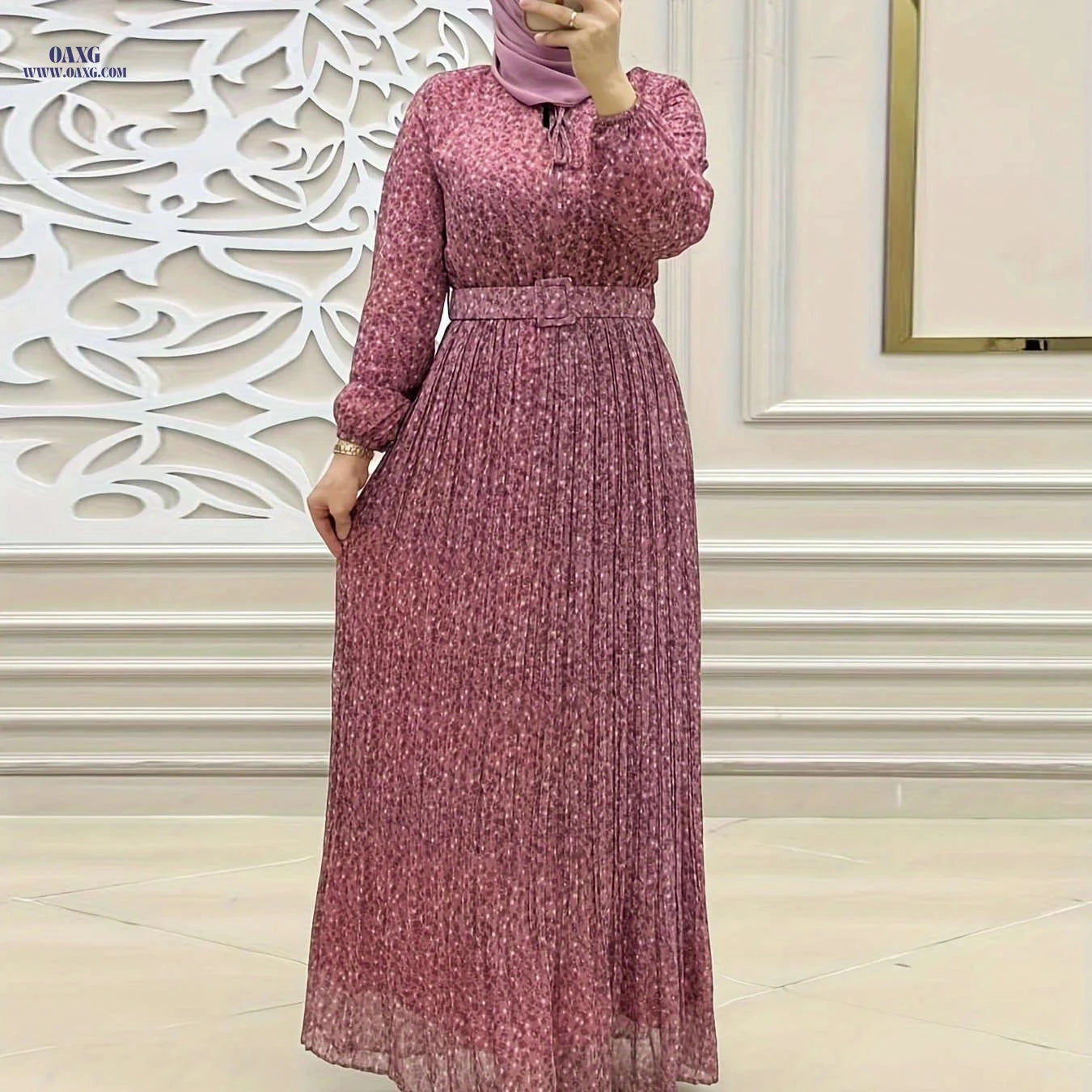 Women's Floral Print Chiffon Dress - Elegant and Comfortable Style   OAXG 