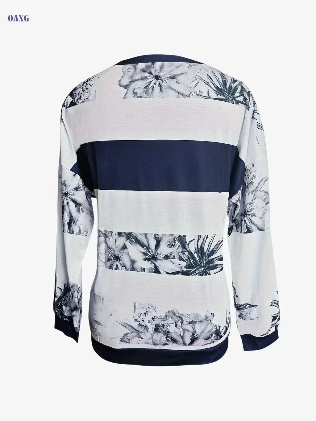 Women's Floral Print Color Block T-Shirt - Casual Zip Up for Spring   OAXG Pink Red / S