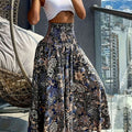 Women's Floral Print Midi Skirt - Lightweight, Vibrant Spring Style   OAXG 