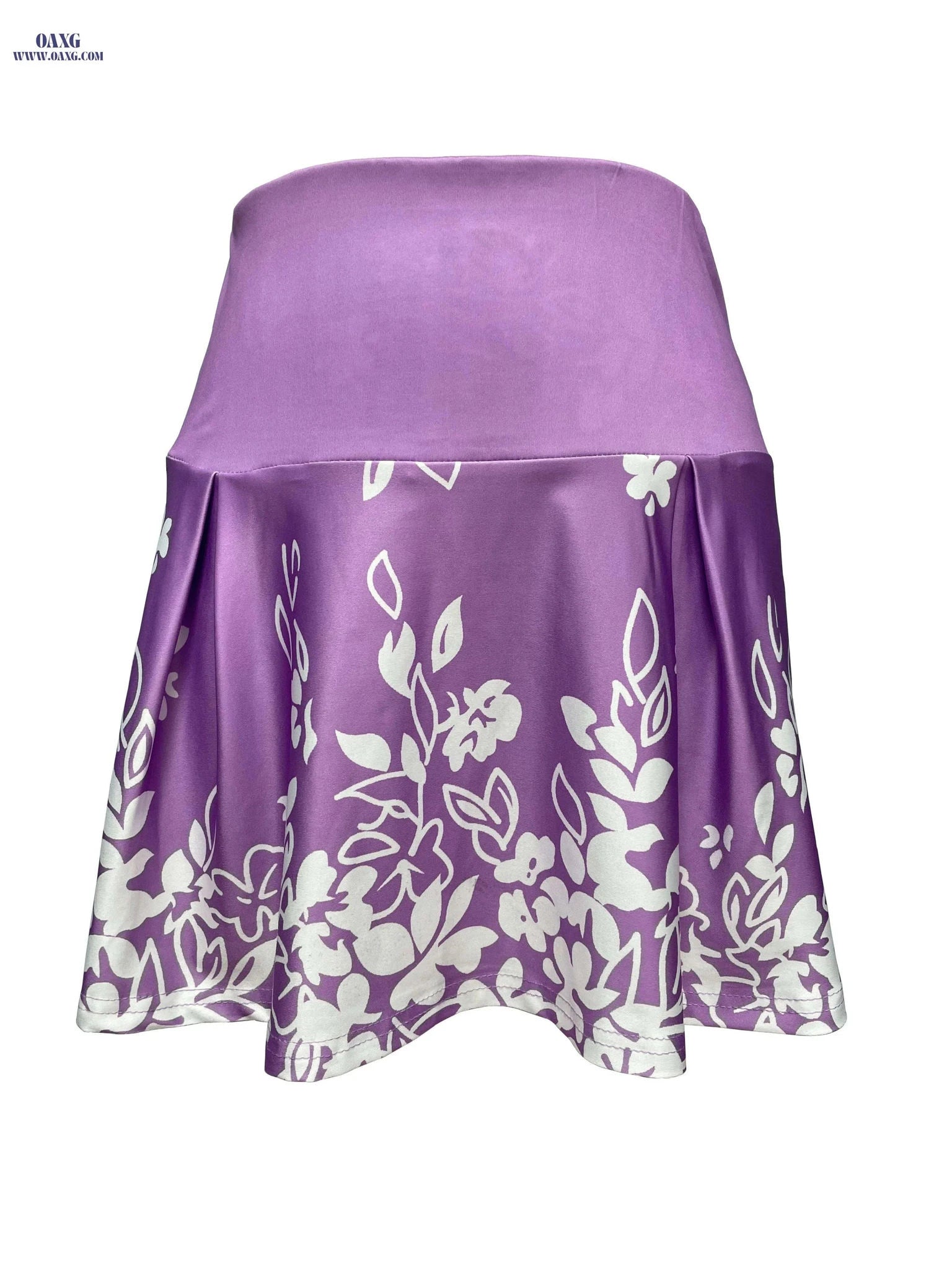 Women's Floral Print Skirt - Spring/Summer Style, Elastic Fabric   OAXG Black / S