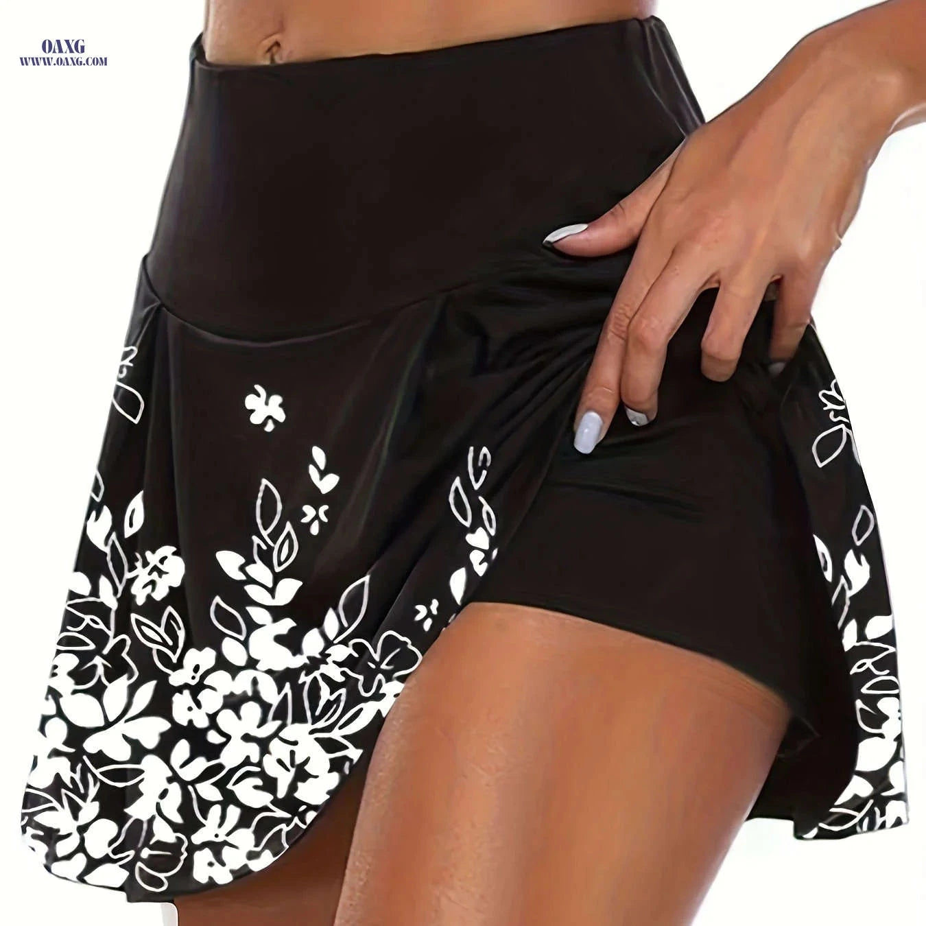 Women's Floral Print Skirt - Spring/Summer Style, Elastic Fabric   OAXG 