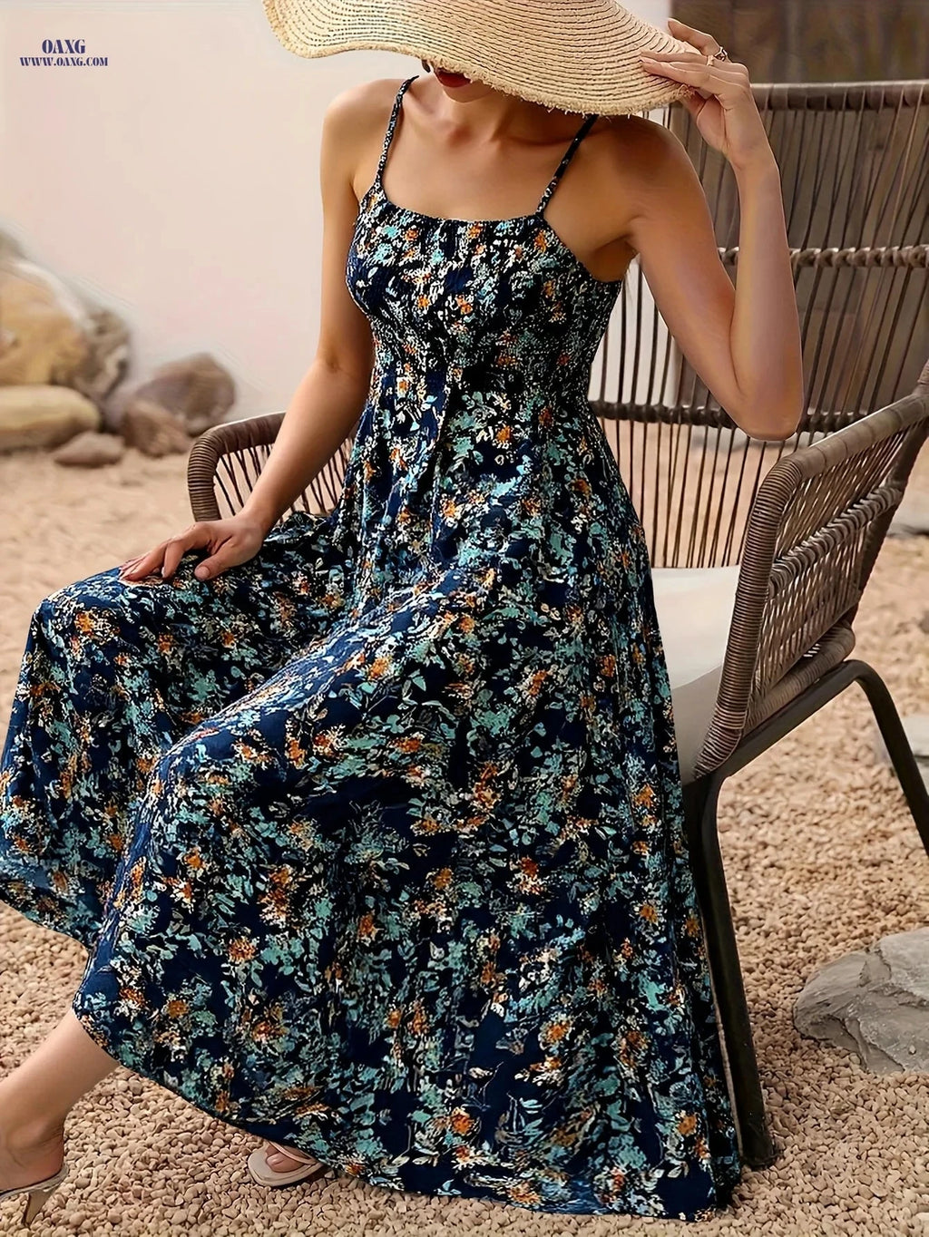 Women's Floral Print Sleeveless Dress - Bohemian Summer Vacation Style   OAXG 
