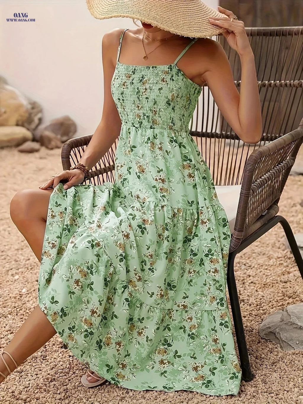 Women's Floral Print Sleeveless Dress - Bohemian Summer Vacation Style   OAXG 