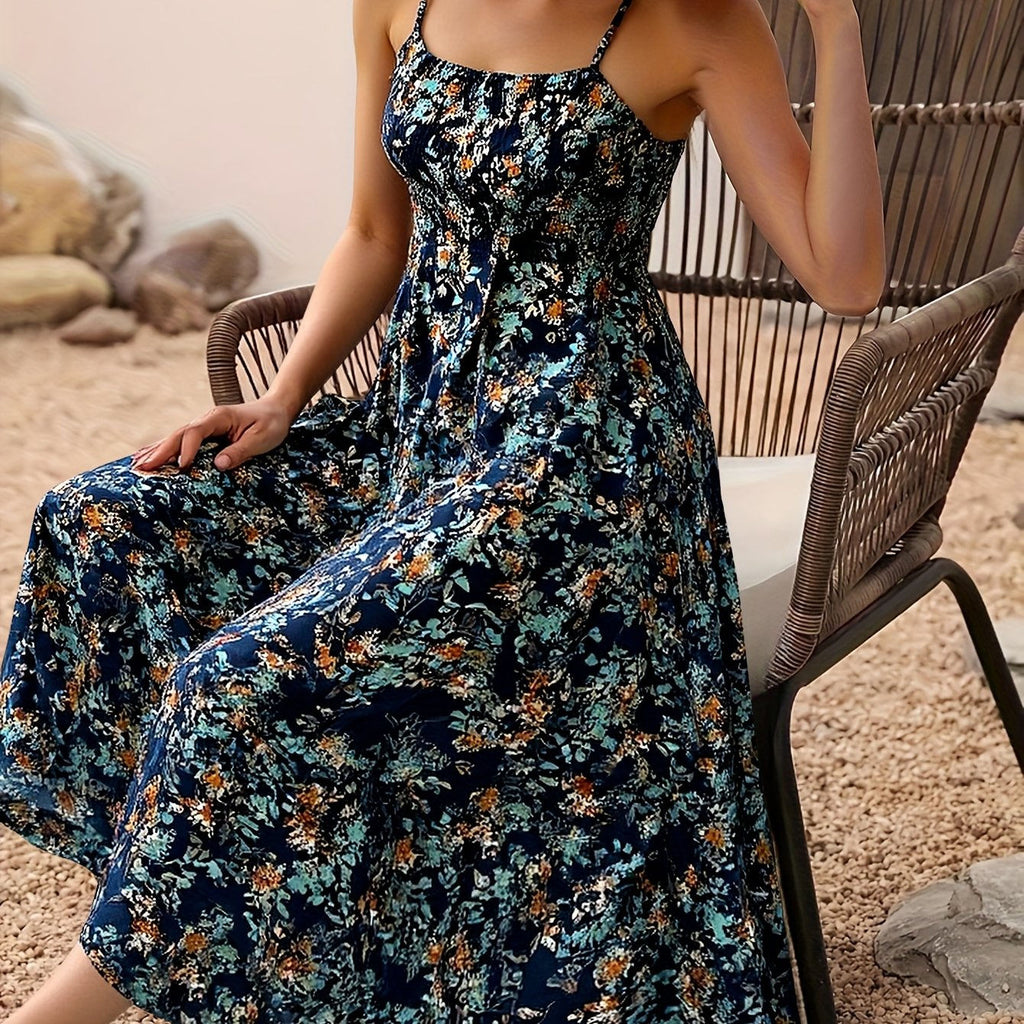 Women's Floral Print Sleeveless Dress - Bohemian Summer Vacation Style   OAXG 