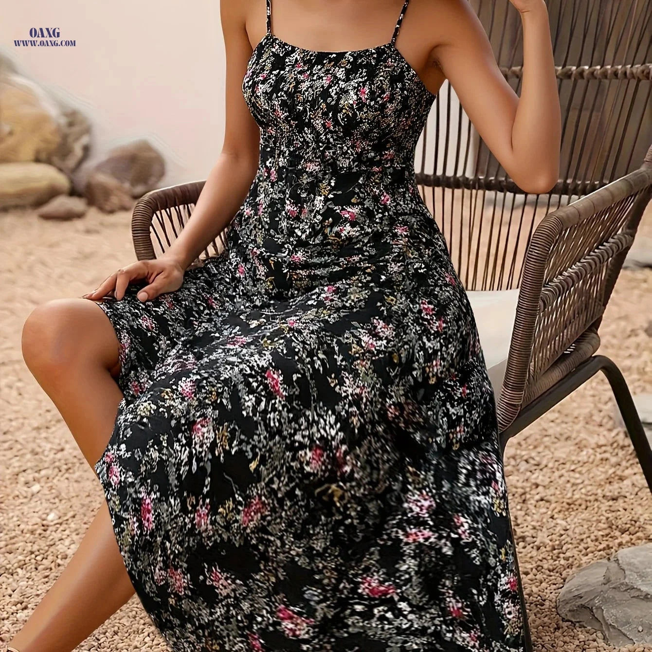Women's Floral Print Sleeveless Dress - Bohemian Summer Vacation Style   OAXG 