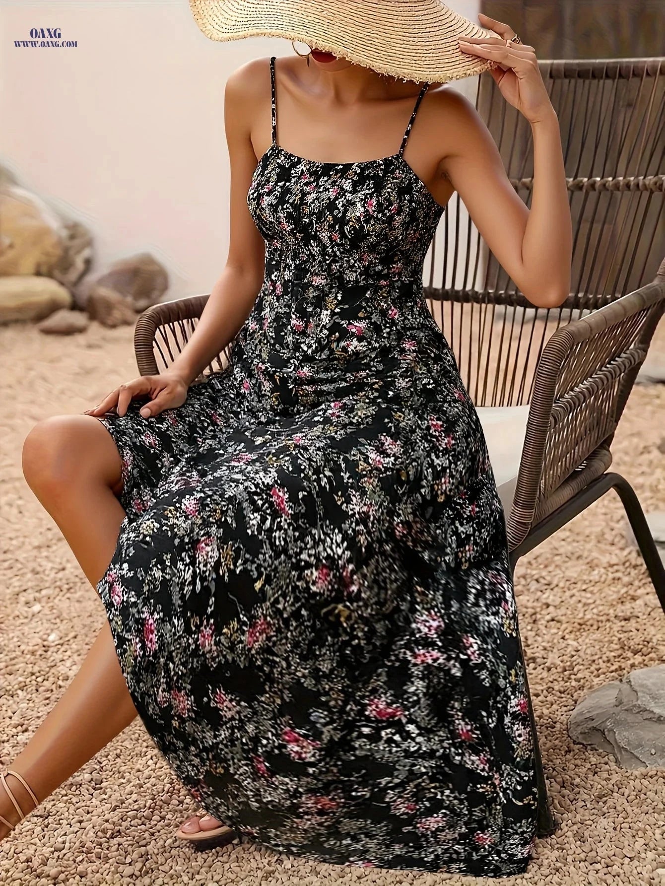 Women's Floral Print Sleeveless Dress - Bohemian Summer Vacation Style   OAXG 