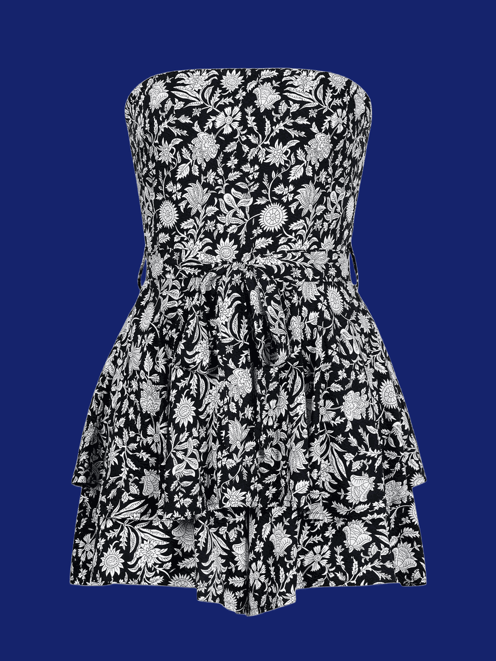 Women's Floral Print Strapless Mini Dress - Lightweight Summer Party Wear   OAXG 