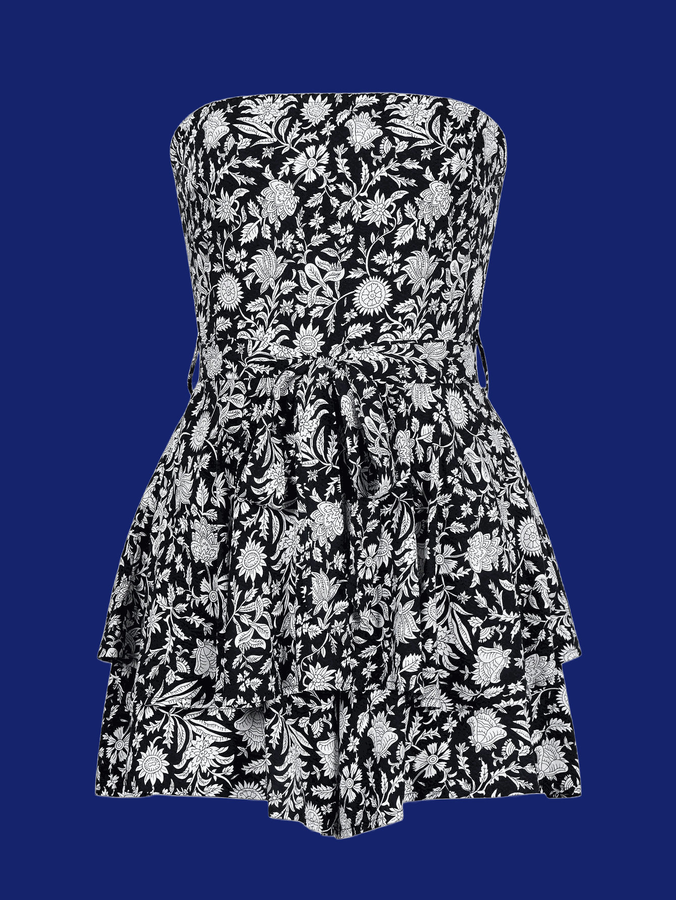 Women's Floral Print Strapless Mini Dress - Lightweight Summer Party Wear   OAXG 