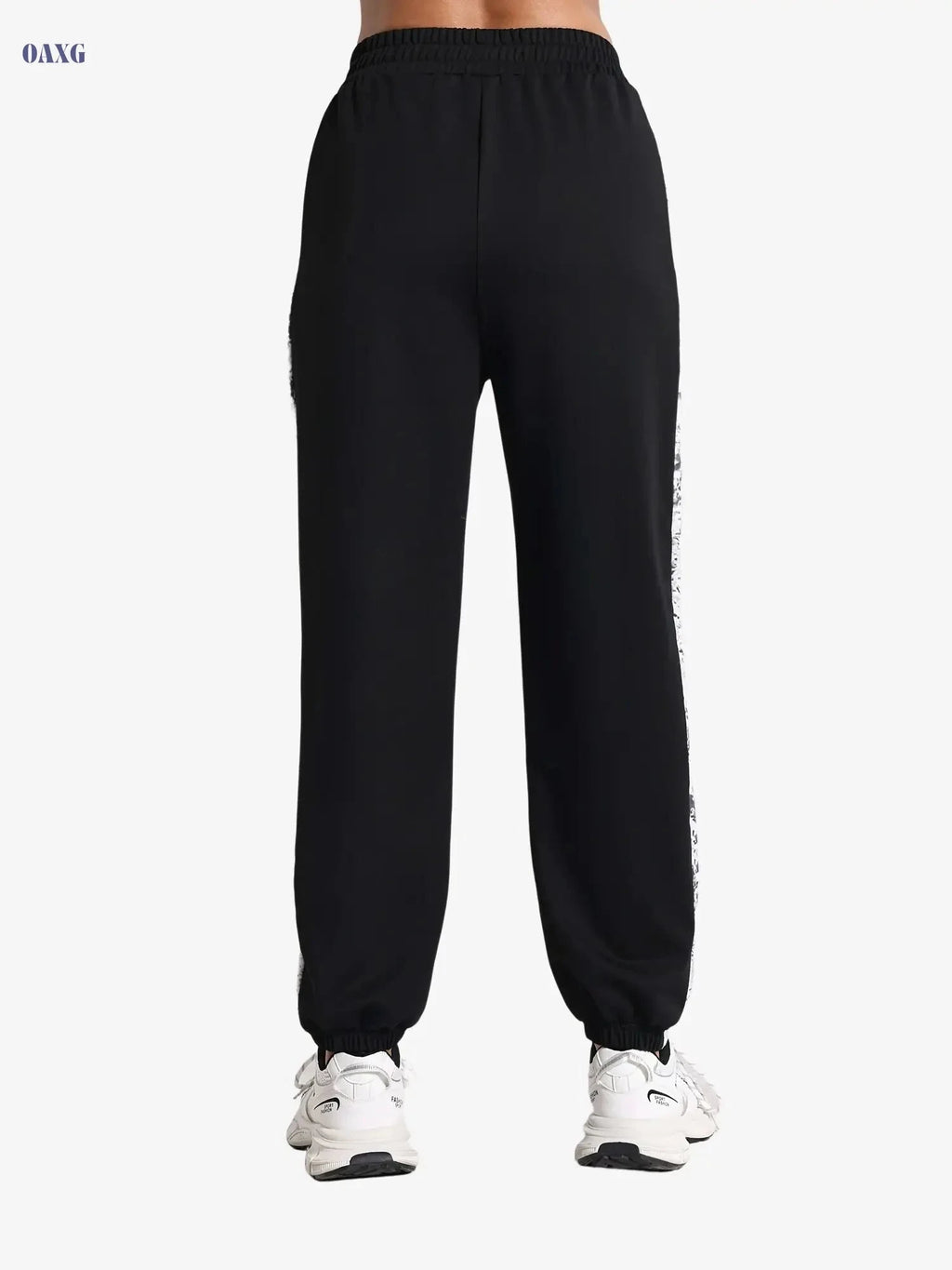 Women's Floral Print Sweatpants - Comfy Polyester, Elastic Waistband   OAXG 