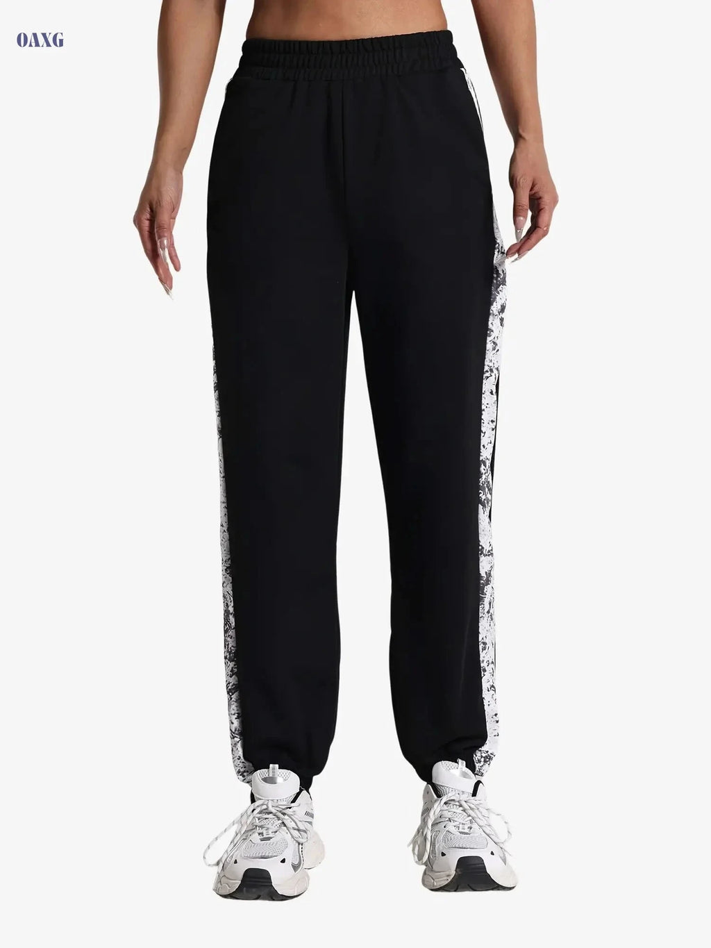Women's Floral Print Sweatpants - Comfy Polyester, Elastic Waistband   OAXG 
