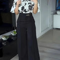 Women's Floral Printed Elegant Commuter Shirt Set - Spring/Summer   OAXG 