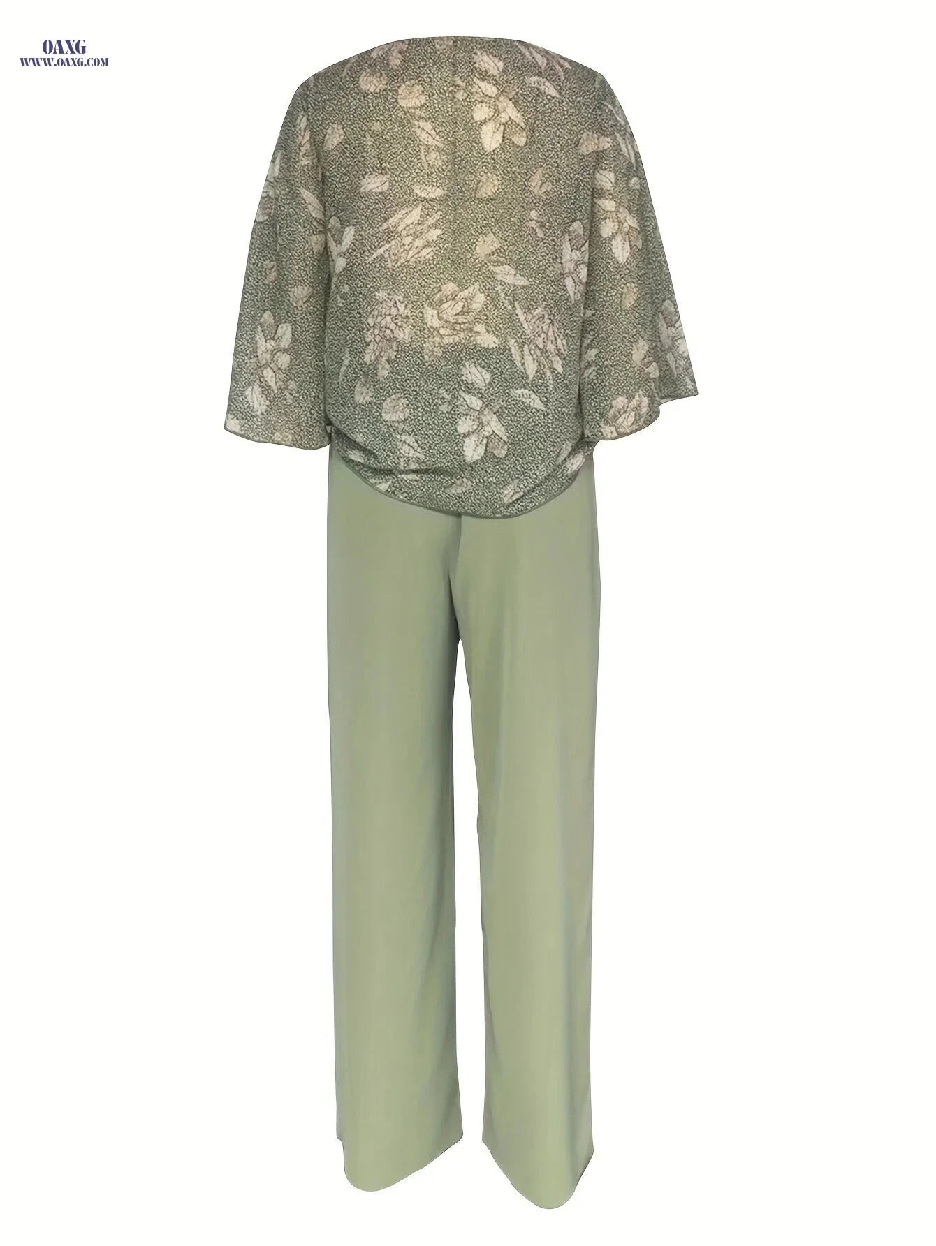 Women's Floral Shirt and Pants Set - Vacation Style, Semi-Sheer   OAXG Mixed colors / XS