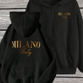 Women'S Full-Zip Hooded Jacket - Trendy Minimalist Artistic MILANO Letter Design, Long-Sleeve Zip-Up Sweatshirt, Suitable for Street Style, Gym, And Everyday Wear - Machine Washable Durable Casual Wear, Comfortable And Versatile in Sizes S-XL
