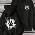 Women's Full-Zip Hooded Jacket - Trendy Minimalist  Artistic Paw Print Geometric Pattern, Long-Sleeve Zippered Sweatshirt, Suitable for Street Style, Gym, and Daily Wear - Machine Washable Durable Casual Apparel, Comfortable and Versatile Sizes