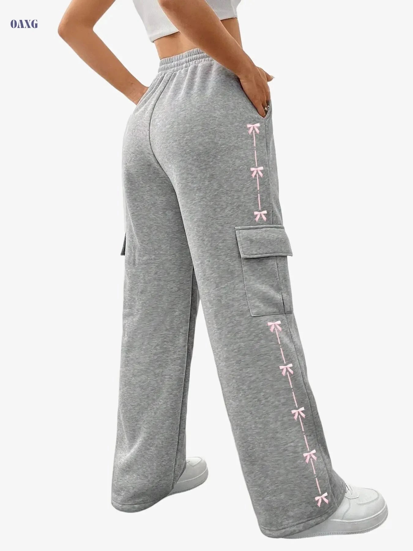 Women's Geometric Loose-Fit Straight-Leg Pants - Fashionable Comfort   OAXG 