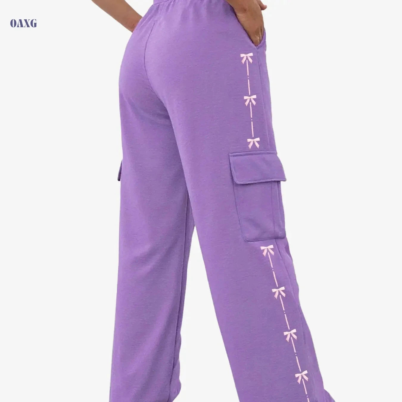 Women's Geometric Loose-Fit Straight-Leg Pants - Fashionable Comfort   OAXG Grey / S