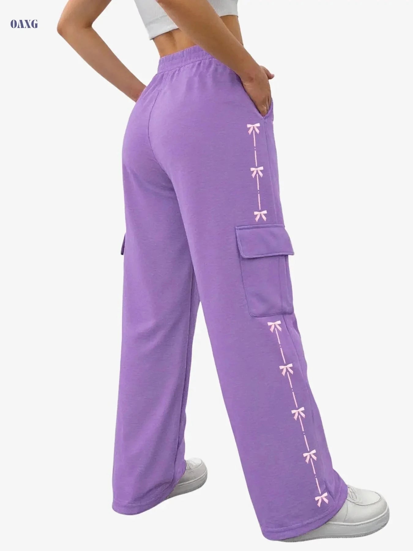 Women's Geometric Loose-Fit Straight-Leg Pants - Fashionable Comfort   OAXG Grey / S