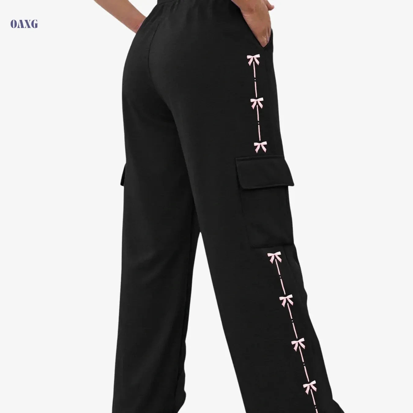 Women's Geometric Loose-Fit Straight-Leg Pants - Fashionable Comfort   OAXG Grey / S