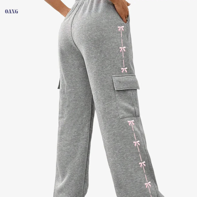 Women's Geometric Loose-Fit Straight-Leg Pants - Fashionable Comfort   OAXG 