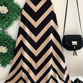 Women's Geometric Print Maxi Skirt - High-Waisted Flared Elegance   OAXG Apricot / S