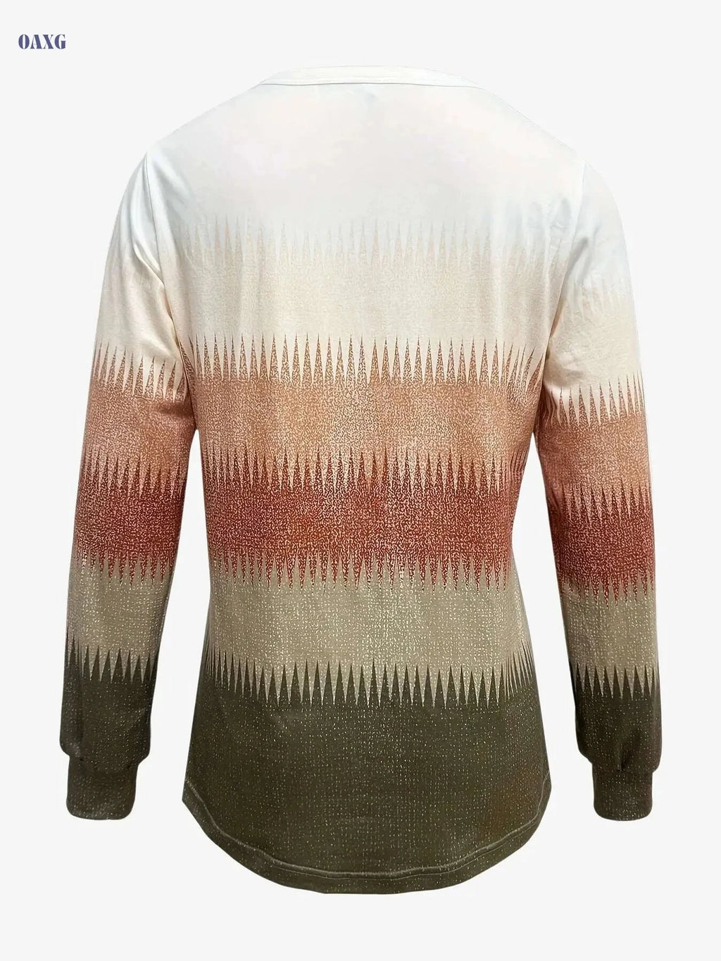 Women's Gradient Long Sleeve T-Shirt - Casual Button Crew Neck Top   OAXG 