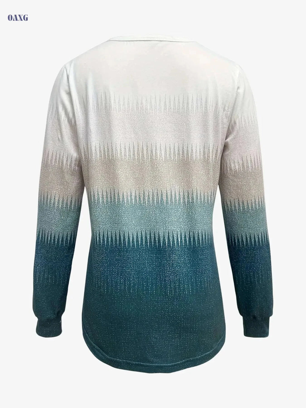 Women's Gradient Long Sleeve T-Shirt - Casual Button Crew Neck Top   OAXG Coffee color / S