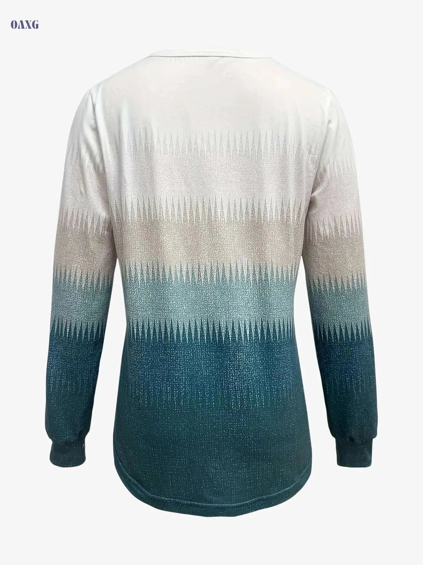Women's Gradient Long Sleeve T-Shirt - Casual Button Crew Neck Top   OAXG Coffee color / S