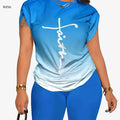 Women's Gradient T-Shirt & Shorts Set - Comfortable Casual Suit   OAXG 