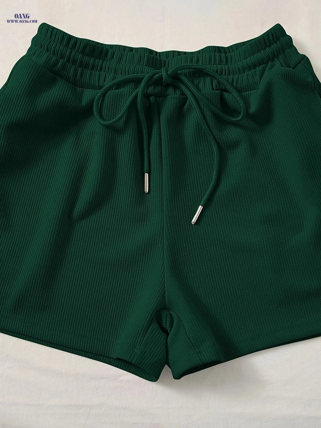 Women's Green Sleeveless Tank Top & Shorts Set - Casual All-Season Wear   OAXG 