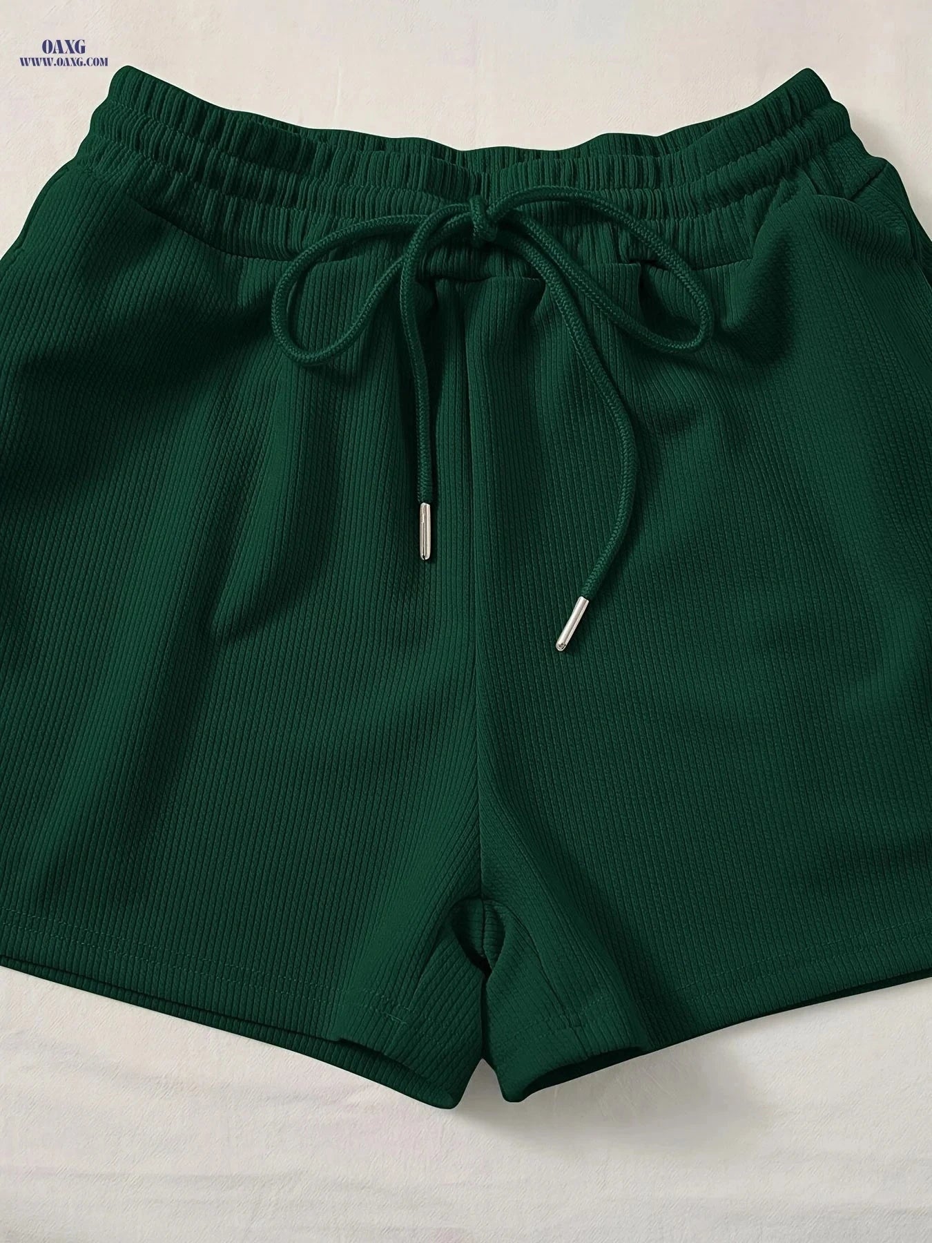 Women's Green Sleeveless Tank Top & Shorts Set - Casual All-Season Wear   OAXG 