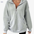 Women's Half-Zip Sweatshirt - Casual Sportswear for Winter Layering   OAXG 