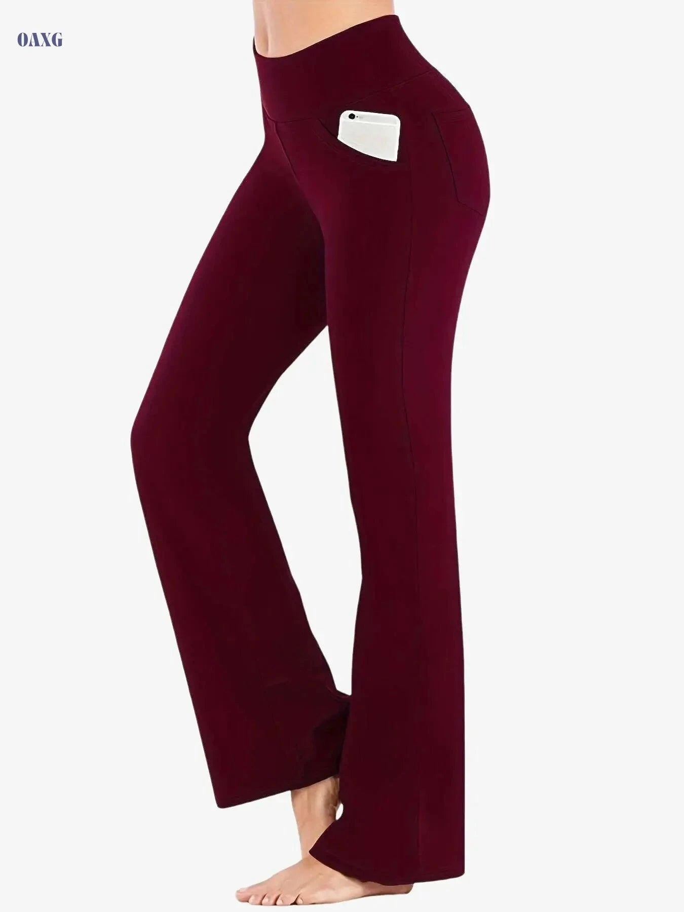 Women's High Elastic Sports Pants - Long, Casual, with Pocket   OAXG 