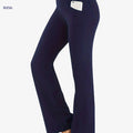 Women's High Elastic Sports Pants - Long, Casual, with Pocket   OAXG Navy Blue / S