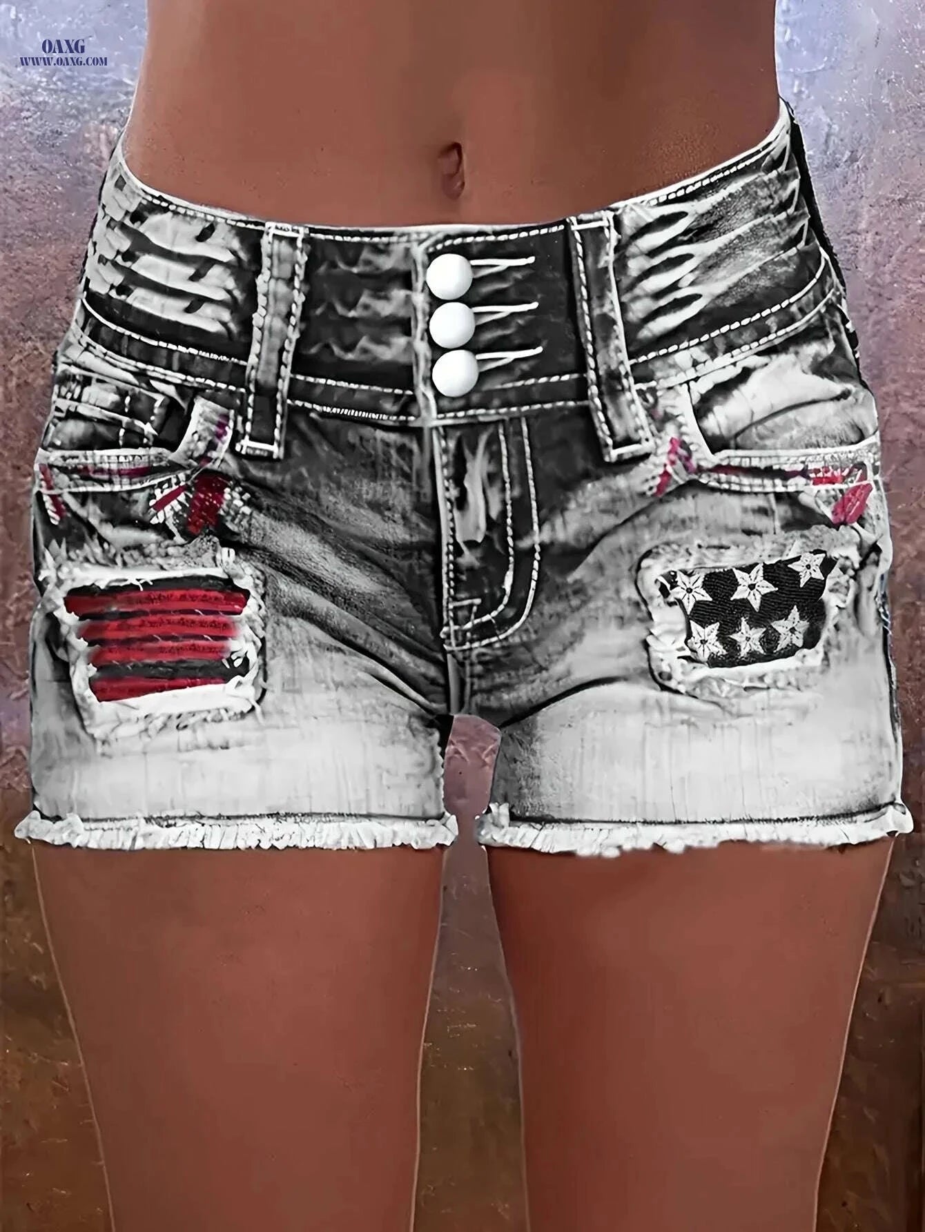Women's High-Elasticity Embroidered Denim Shorts - Casual Stretch Fit   OAXG 