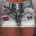 Women's High-Elasticity Embroidered Denim Shorts - Casual Stretch Fit   OAXG 