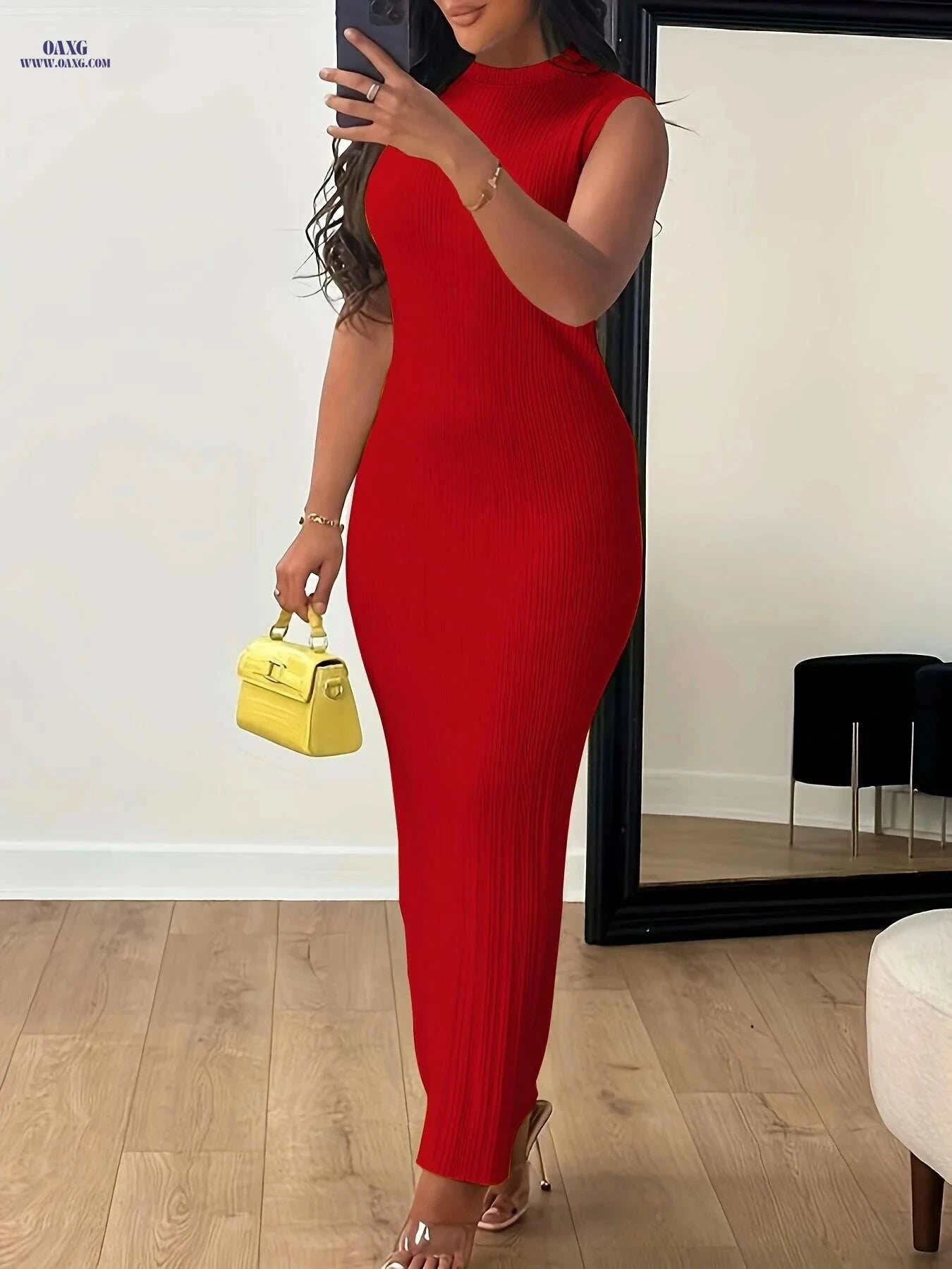 Women's High Elasticity Sleeveless Dress - Casual Pencil for Summer   OAXG Golden / XS
