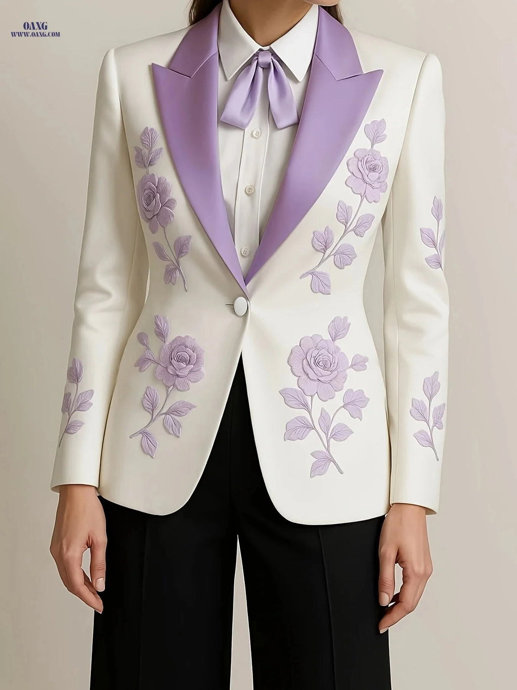 Women's High-End Satin Blazer - Elegant Single-Button Design   OAXG White / S