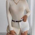 Women'S High Neck Long Sleeve Turtleneck Top   OAXG 