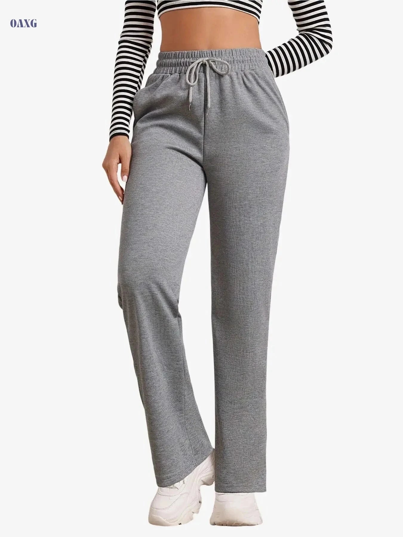 Women's High-Quality Joggers - Loose Fit Straight-Leg Sweatpants   OAXG 
