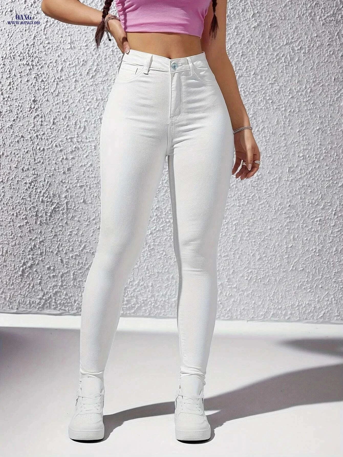 Women's High-Rise Skinny Jeans - Stretchy, Non-See-Through & Versatile   OAXG White / XS