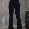 Women's High-Stretch Black Flare Jeans - Elegant Design for All Occasions   OAXG Black / XS