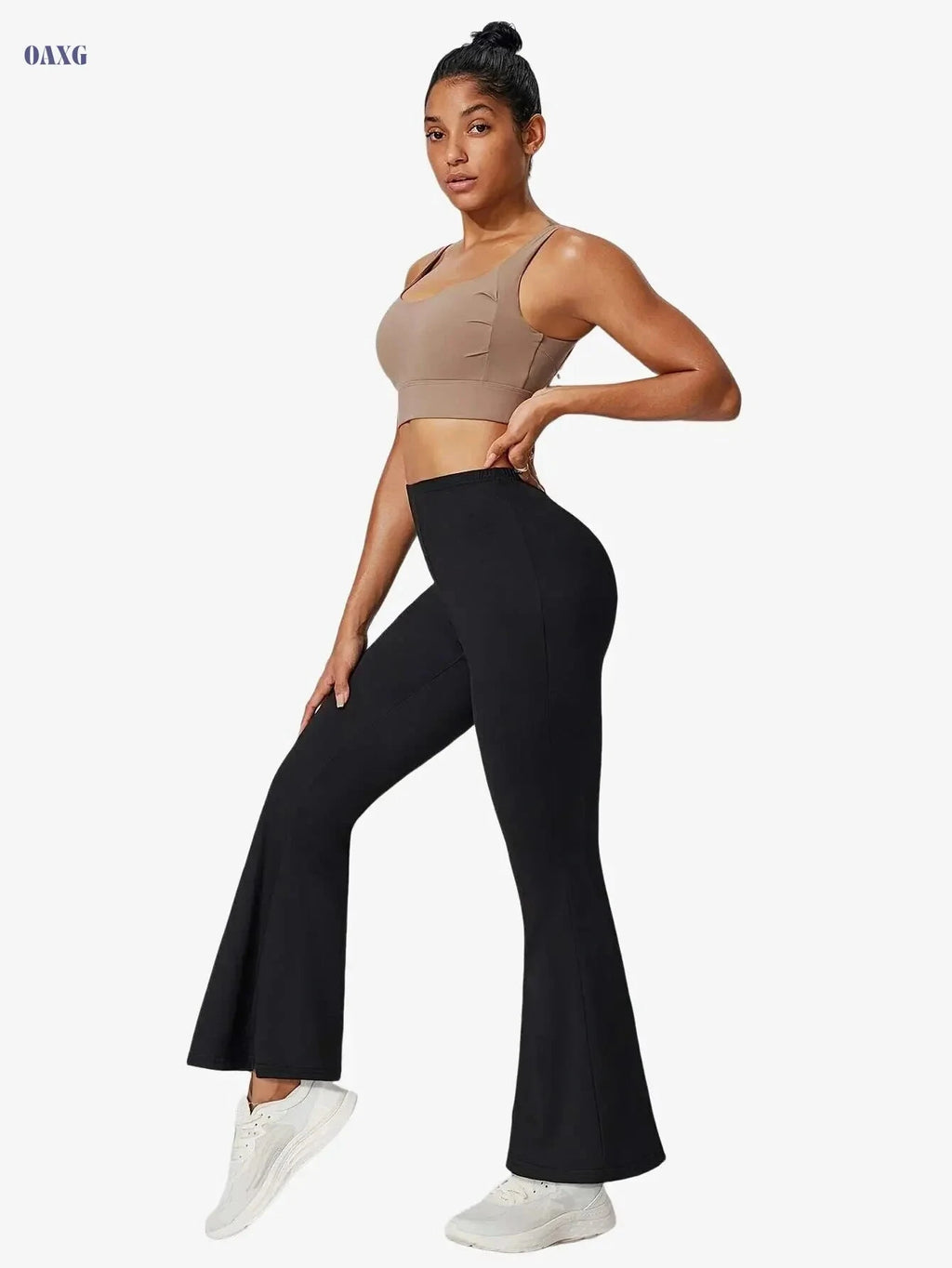 Women's High Stretch Casual Jogger Pants - Long Length, Solid Color   OAXG Black / S