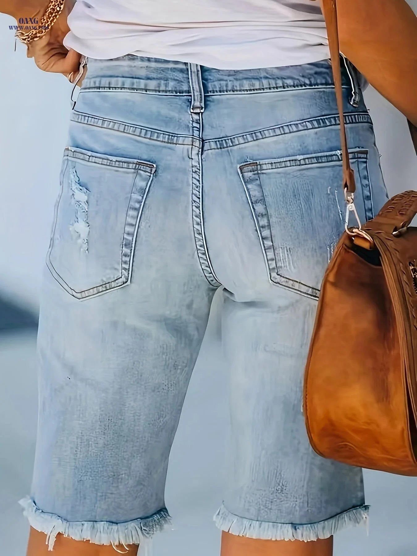 Women’s High-Stretch Ripped Denim Shorts for Casual Summer Style   OAXG 