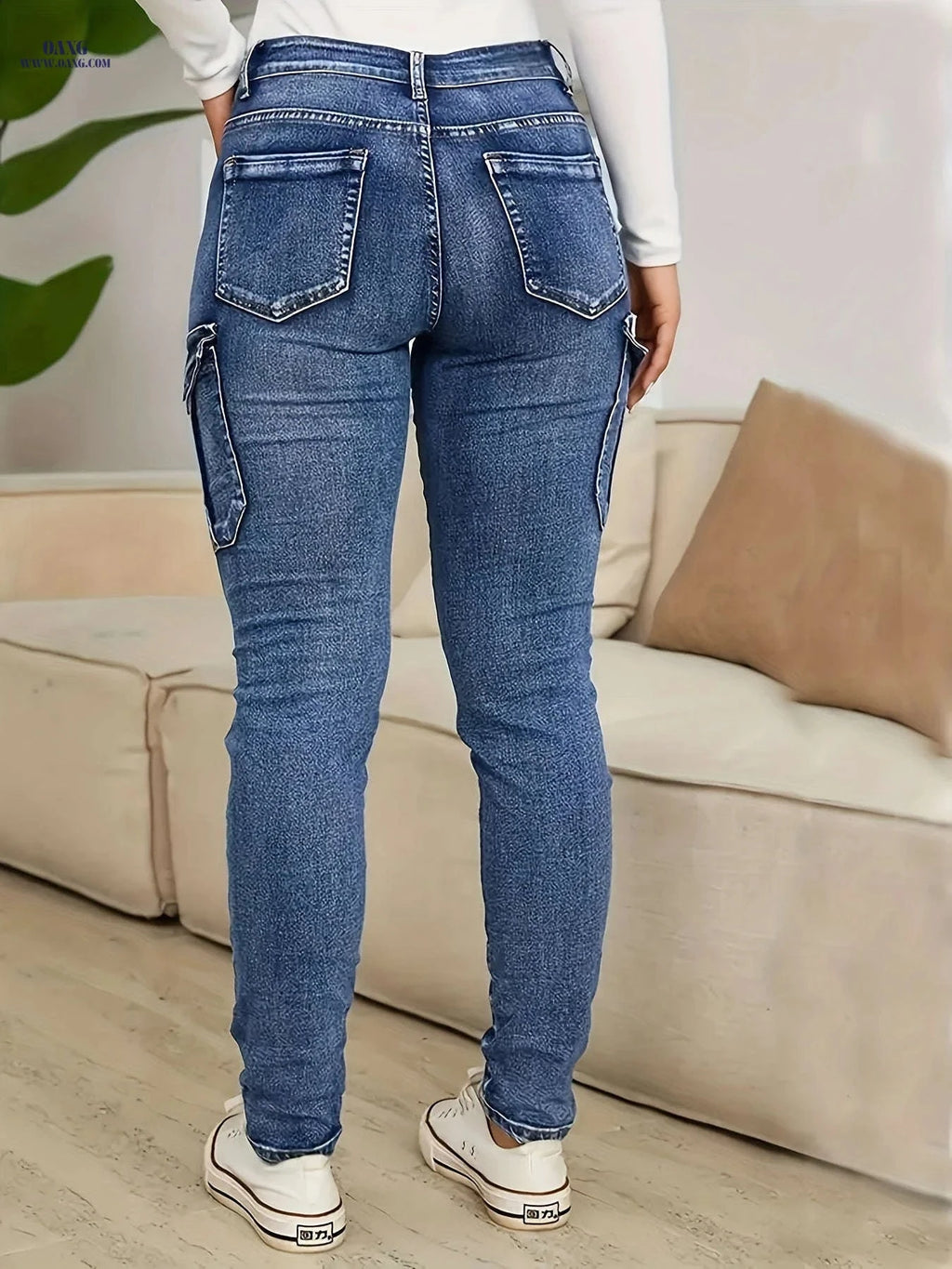 Women's High-Stretch Skinny Jeans - All-Season Slim-Fit with Pockets   OAXG Royal Blue / S