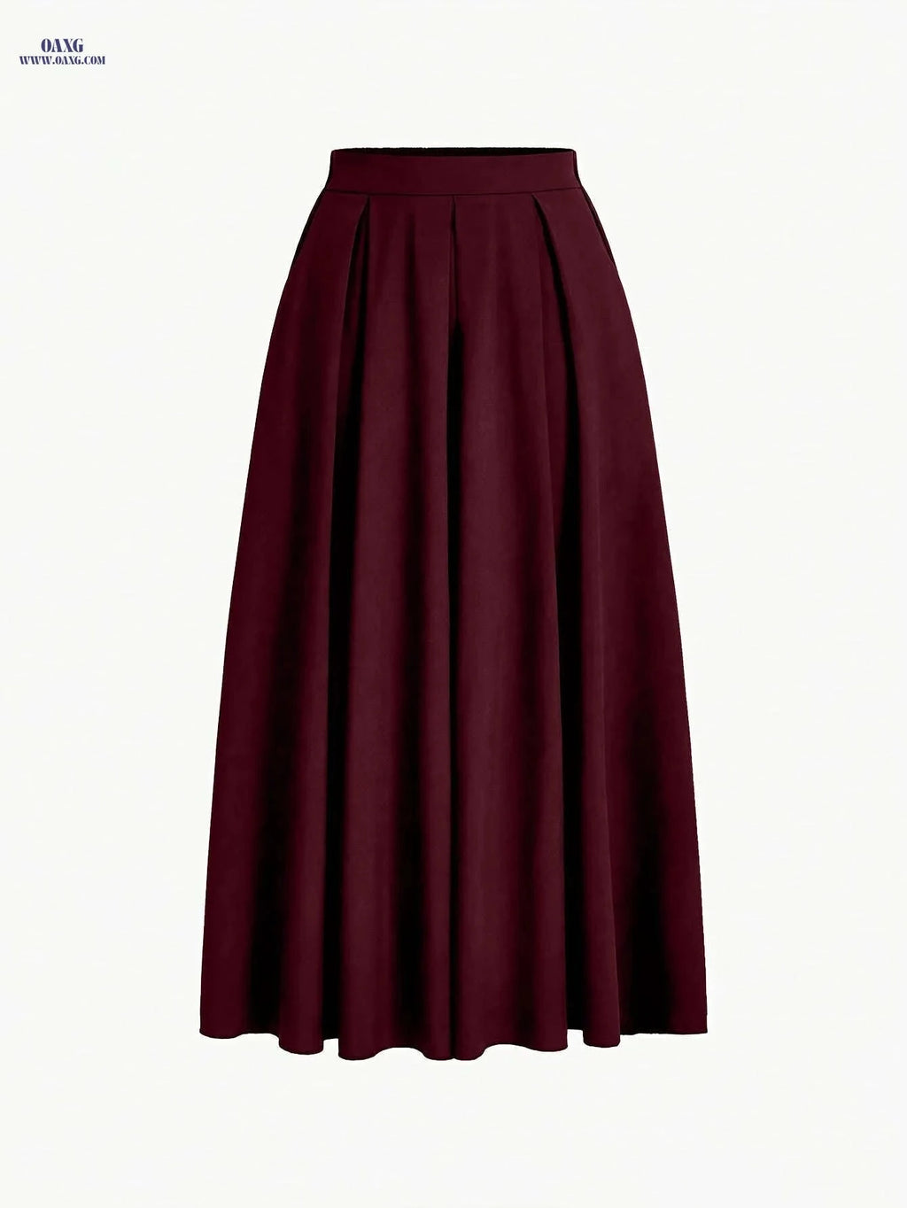 Women's High-Waist A-Line Skirt - Solid Color Flowy Design   OAXG 