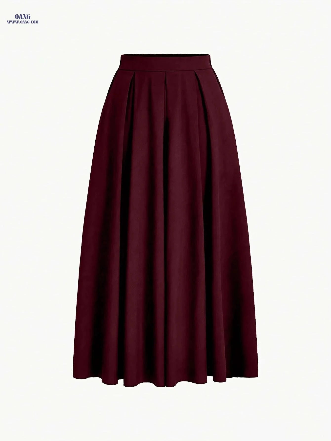 Women's High-Waist A-Line Skirt - Solid Color Flowy Design   OAXG 