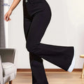 Women's High-Waist Black Flare Jeans - Stretch Denim, Casual Fit   OAXG Black / XS