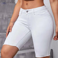 Women's High-Waist Denim Bermuda Shorts - Slim-Fit, Versatile Style   OAXG 