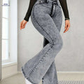 Women's High-Waist Flare Jeans - Non-See-Through Stretch Denim   OAXG Grey / XS