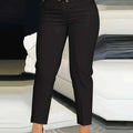 Women's High-Waist Pencil Trousers - Chic Crisscross Cut-Out Style   OAXG 